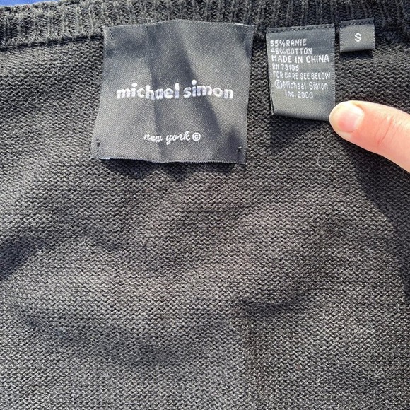 Michael Simon Cardigan Spring Gardener Sweater Wearable Art Black Small vintage - Picture 7 of 13